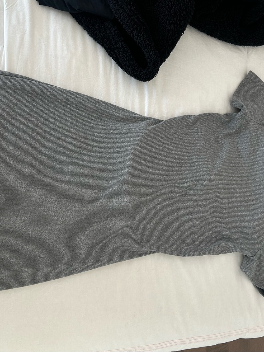 Sleek Gray Women's Blackless Midi Dress - Classic Short Sleeve